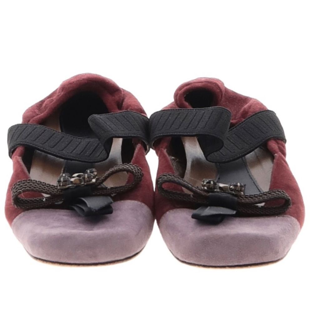 Marni ♔ Mary Jane Ballet Flats ♔ Lavender Suede + Black Crystal Embellishment ♔ - Picture 2 of 16